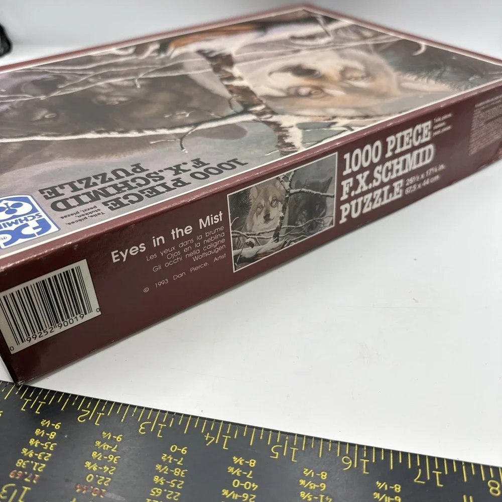 Eyes In Mist Jigsaw Puzzle 1000 F.X. Schmid 1993 Wolves Snow Animal Winter‎ New